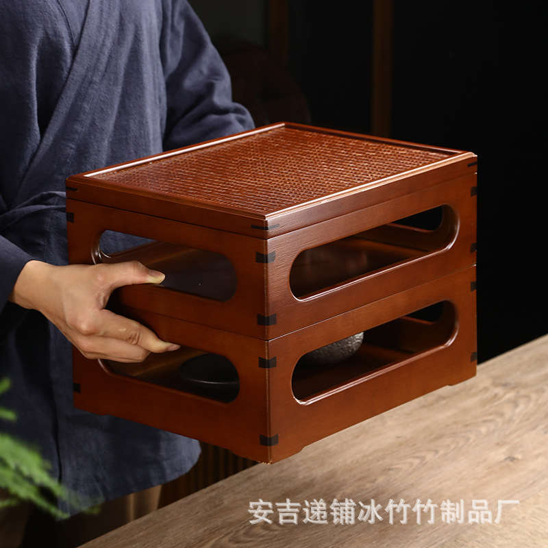 竹编玲珑盒多宝阁茶具乾隆百宝箱