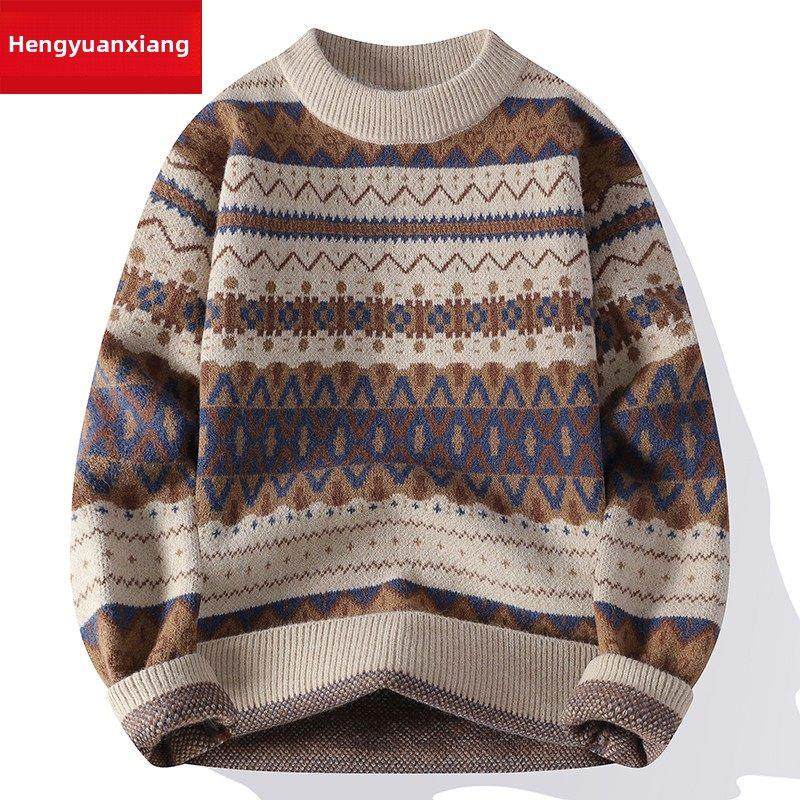 恒源祥男士圆领花毛衣学生冬季加厚内松青年条纹针织羊毛衫,男装,针织衫/毛衣,淘宝优惠券,粉丝福利购,淘宝优惠卷