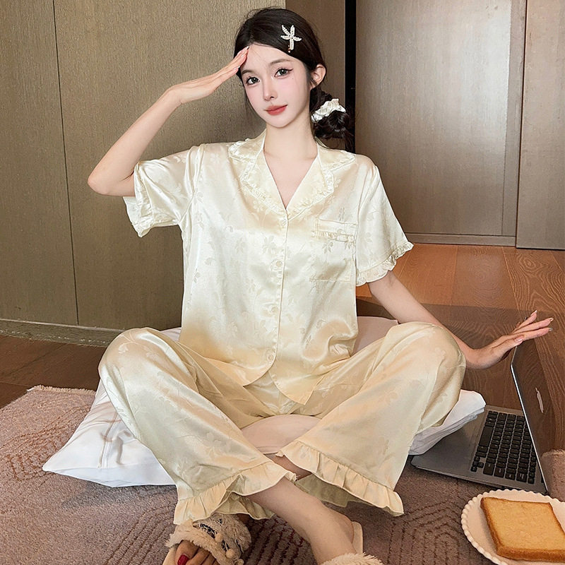 夏季新款冰丝睡衣女款高级感奢华睡袍/浴袍