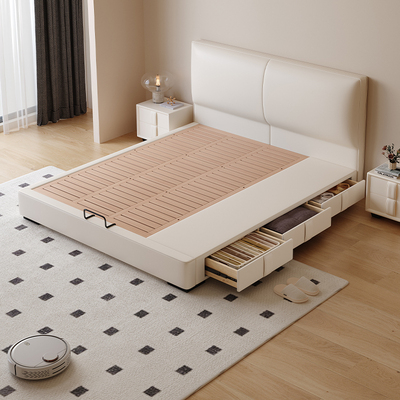 Casa Relax薄床头箱体储物床小户型实木榻榻米带抽屉式榉木排骨架