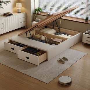 Casa Relax无床头全实木榻榻米尾抽侧压床榉木静音排骨架定制尺寸