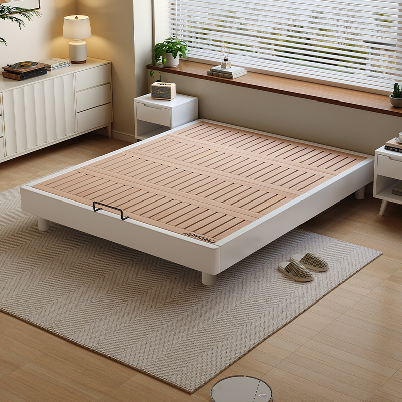 Casa Relax全榉木无床头榻榻米悬浮床小户型榉木排骨架床板可定制