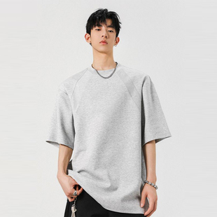 百搭潮打底短袖 吾一白夏季 重磅休闲宽松t恤男士 男生美式 2025新款