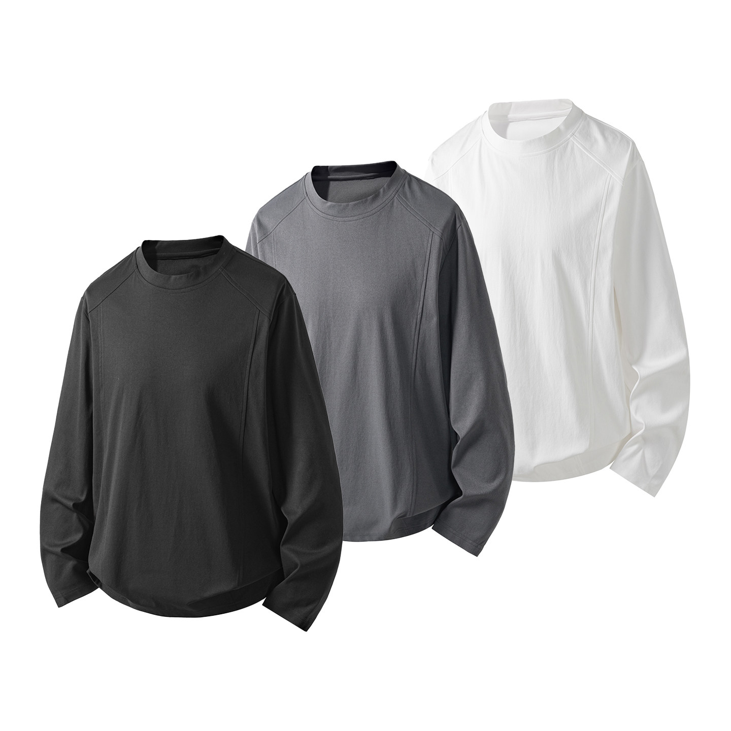 吾一白秋冬季2025新款纯色宽松情侣内搭打底衫男士重磅长袖T恤,男装,T恤,淘宝优惠券,粉丝福利购,淘宝优惠卷