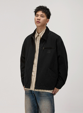 吾一白春秋重磅2026新款男生美式复古宽松休闲夹克男士底特律外套