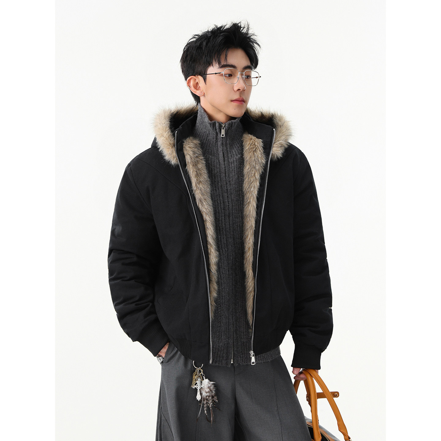 吾一白秋冬季男生美式高街宽松可拆卸座山雕外套男士保暖休闲夹克,男装,夹克,淘宝优惠券,粉丝福利购,淘宝优惠卷