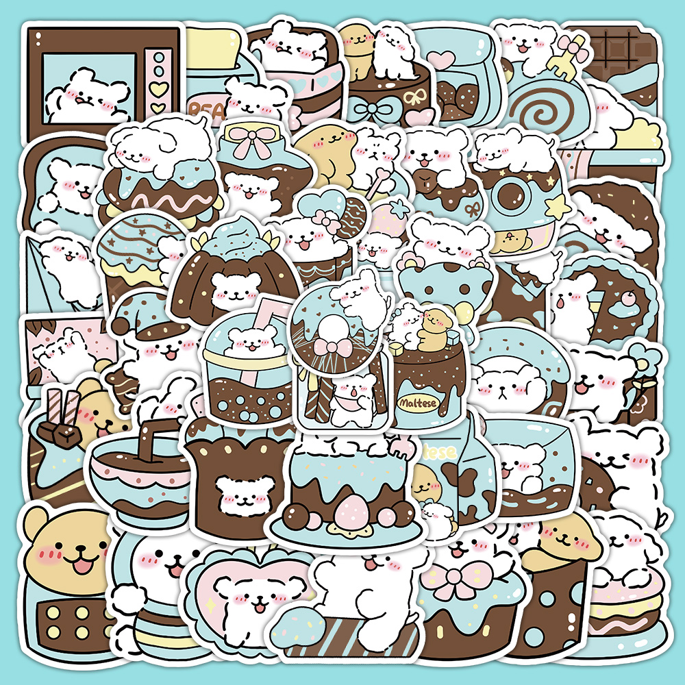 51张薄巧线条狗贴纸卡通呆萌装饰手机壳平板电脑桌面防水贴画diy