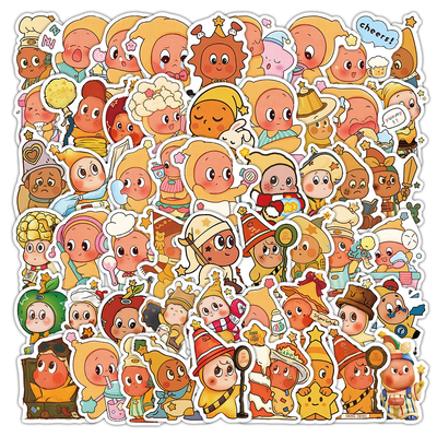 60张星星人贴纸卡通可爱人物涂鸦女孩儿童装饰行李箱防水封口贴画