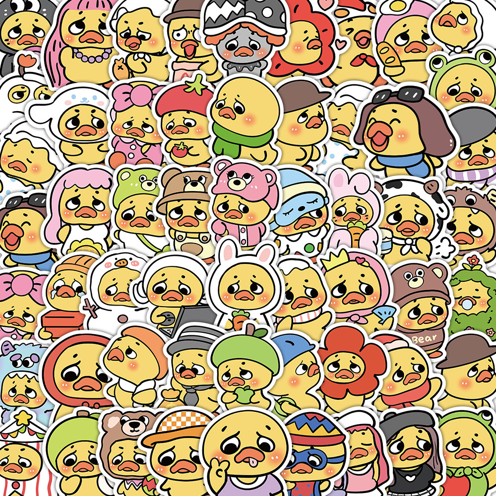 104张Q版annoying duck贴纸可爱卡通小黄鸭装饰水杯