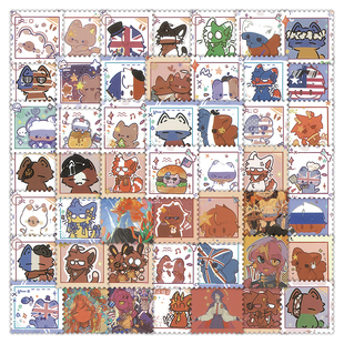 54张ch邮票贴纸高颜值卡通可爱女孩儿童装饰手机壳桌面防水封口贴