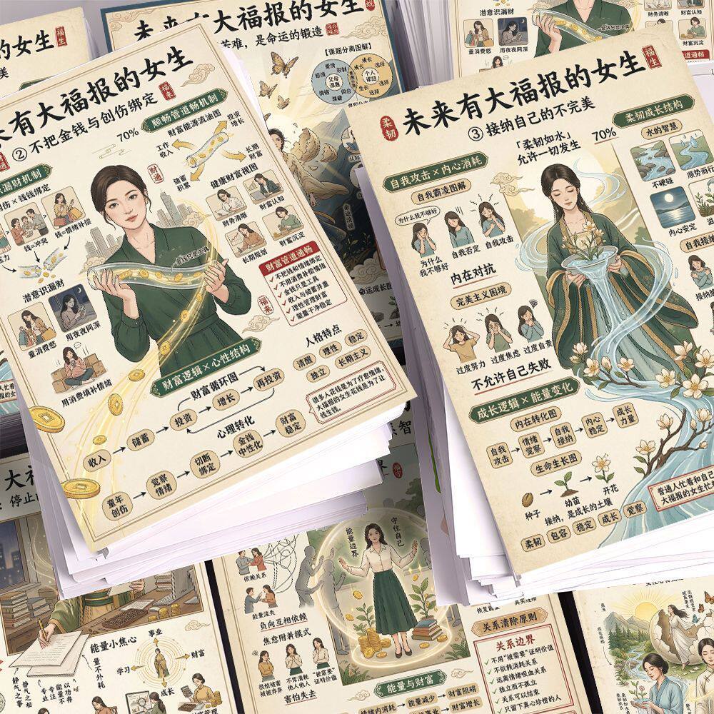 32未来有大福贴纸女生女性成长自我提升吸引力法则格局能量提升