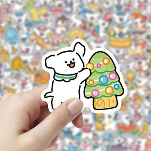 200贴线条小狗贴纸马尔济斯卡通可爱爆款 饰手机手账防水diy贴画 装