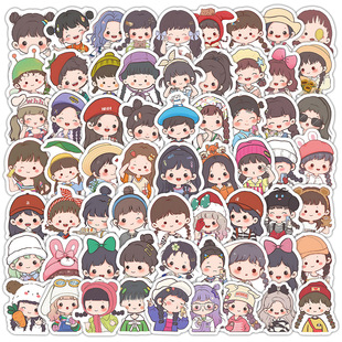 可爱女孩贴纸卡通手绘创意桌面装 Q版 饰DIY手机壳行李箱 新款 102张