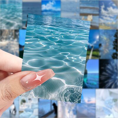 63张小清新蓝色贴纸美丽风景放松励志装饰手机壳笔记本防水封口贴