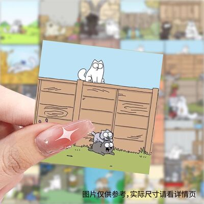 可爱线条猫咪贴纸西蒙的小猫恶作剧趣味卡通个性创意装饰防水贴画