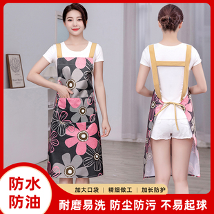 防水围裙背带吊带加长过膝厨房家用防油防污工作服女耐磨围腰围裙