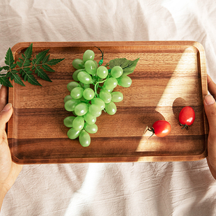 北美黑胡桃木茶水托盘全实木家用茶具茶点水果托盘长方形