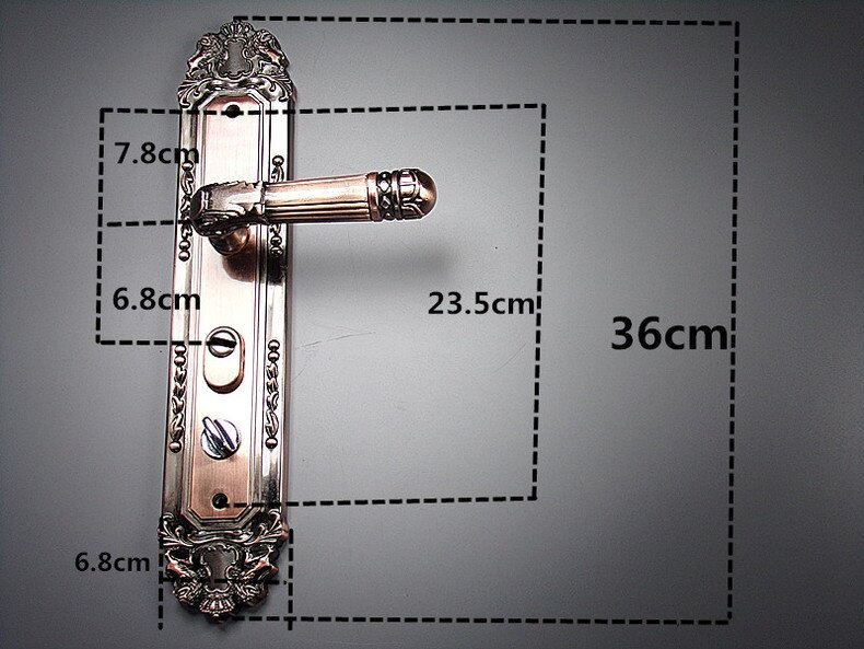 防盗门锁红古铜复古大门面板把手双开门把手面板加厚铝合金门拉手