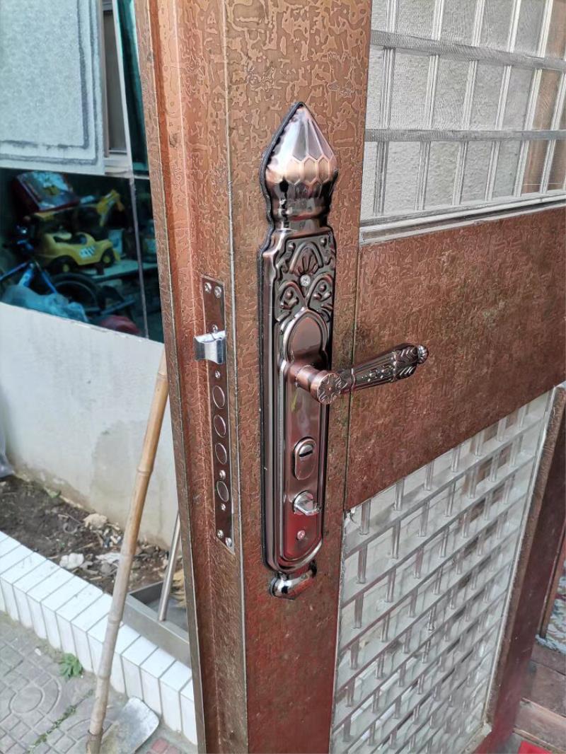 .防盗门把手红古铜色通用型大门双开门锁把手拉手面板