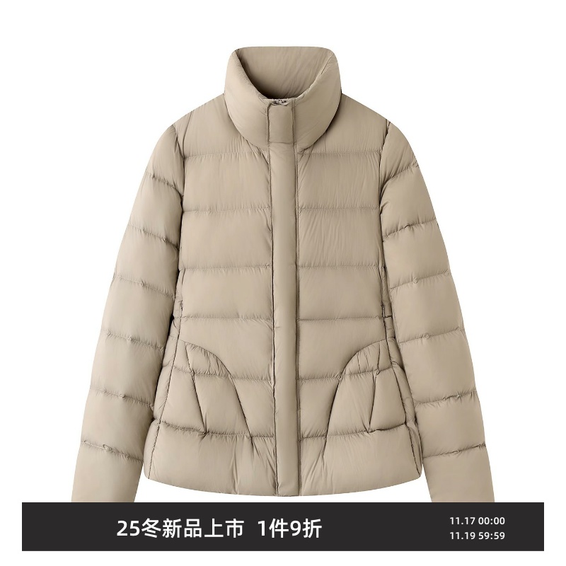 通勤简约收腰显瘦羽绒服白鸭绒