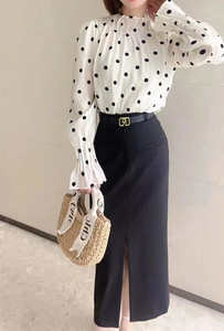 ariose艾诺丝娃旗舰店官方网旗舰店正品立领波点衬衫上衣30815024
