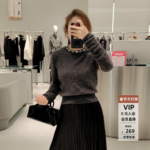 arioseo艾诺丝蕾官方旗舰店正品2025新款钉珠针织衫毛衣AR804154