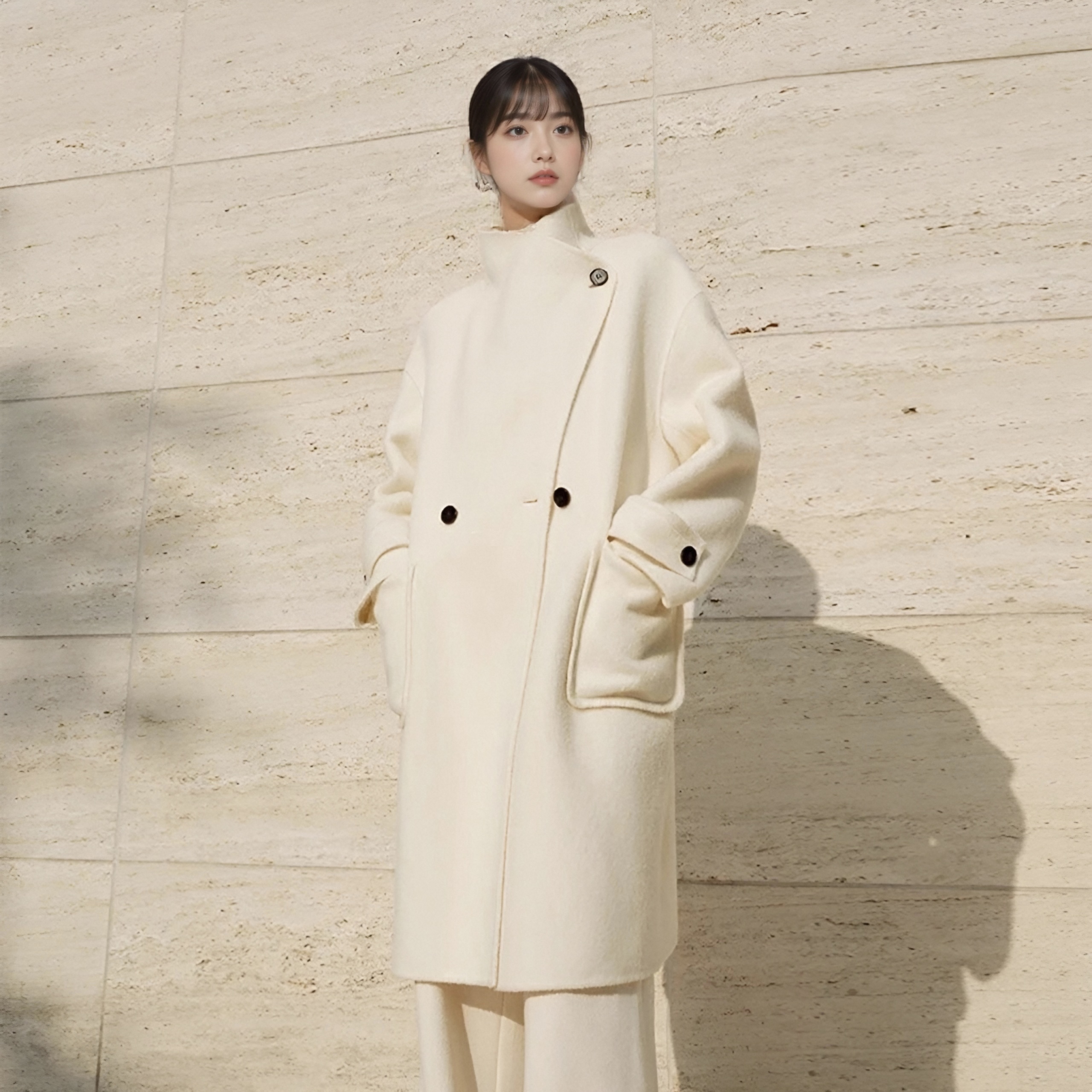 2025秋新款中长款呢大衣外套女