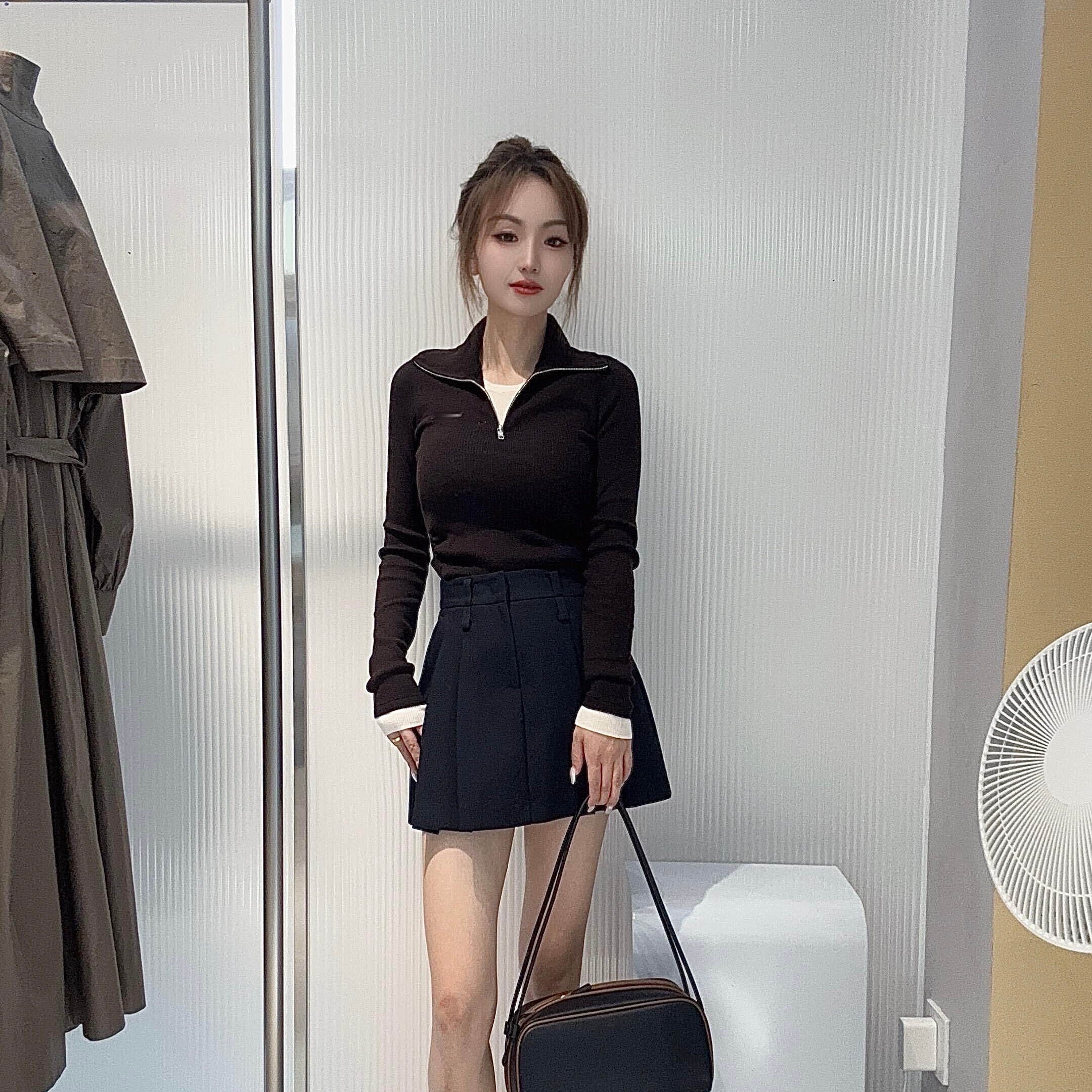 显瘦复古风绵羊毛假两件针织衫