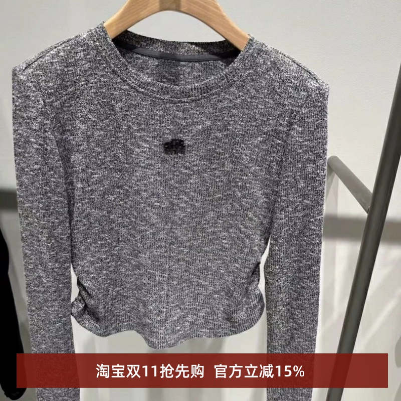 时尚长袖修身圆领T恤针织衫打底