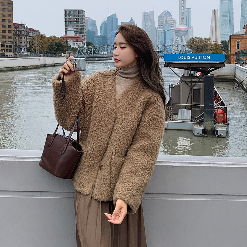 【现货】美拉德可拆卸领皮毛一体外套B111-8322-P195-K288,女装短外套,浙宝B馆111（原065）