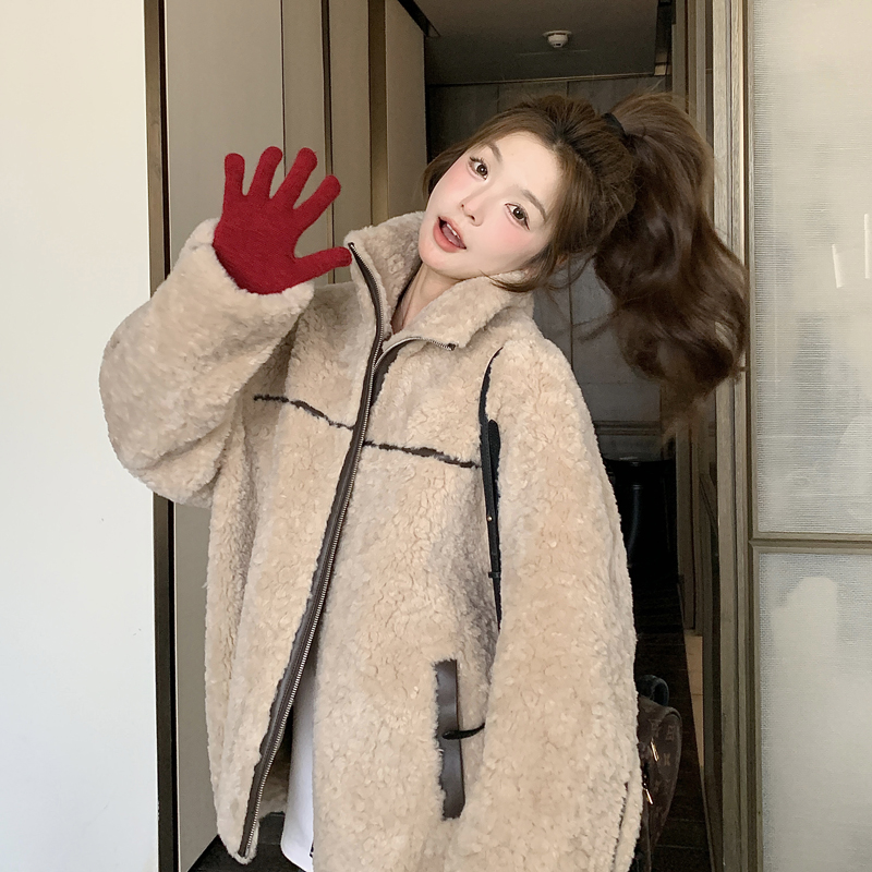 现货！！！高品质磨砂麂皮绒皮毛一体短外套1657-P215-K328，女装短外套，浙宝B馆111（原065）