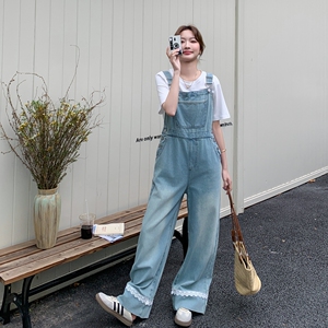 韩版蓝色牛仔背带裤套装女2025年夏季新款休闲显瘦时尚两件套图片