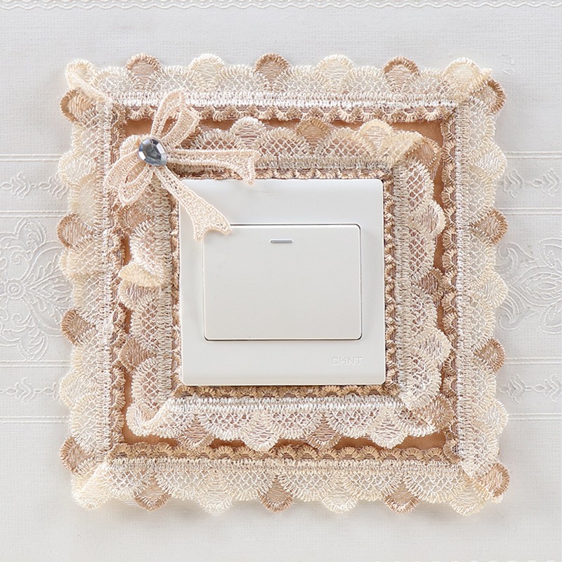 开关保护套布艺蕾丝双开关贴墙贴创意客厅卧室灯插座装饰简约现代
