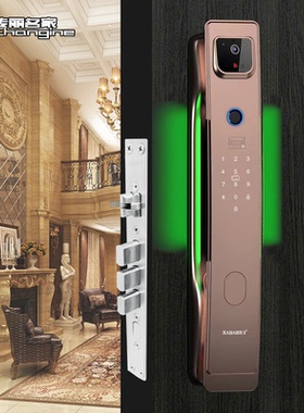 Q1人脸识别C级家用实木门双开门静音办公室智能指纹防盗门智能锁