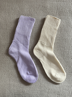纯棉线女袜松口袜日单中筒袜秋冬季保暖出口尾货外贸袜子