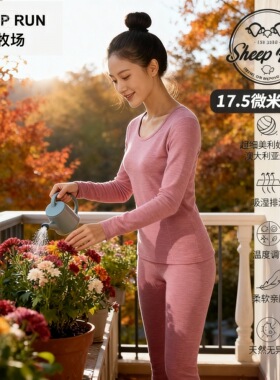 SHEEP RUN大牧场 美丽奴羊毛女230-260保暖内衣套装贴身层可机洗
