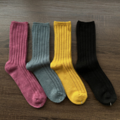 40美丽奴羊毛袜子女士中筒袜高端软糯工艺出口日本春秋冬季 彩色袜