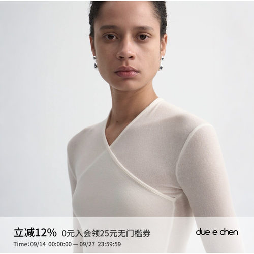 DUEECHEN交叠虚实透感上衣