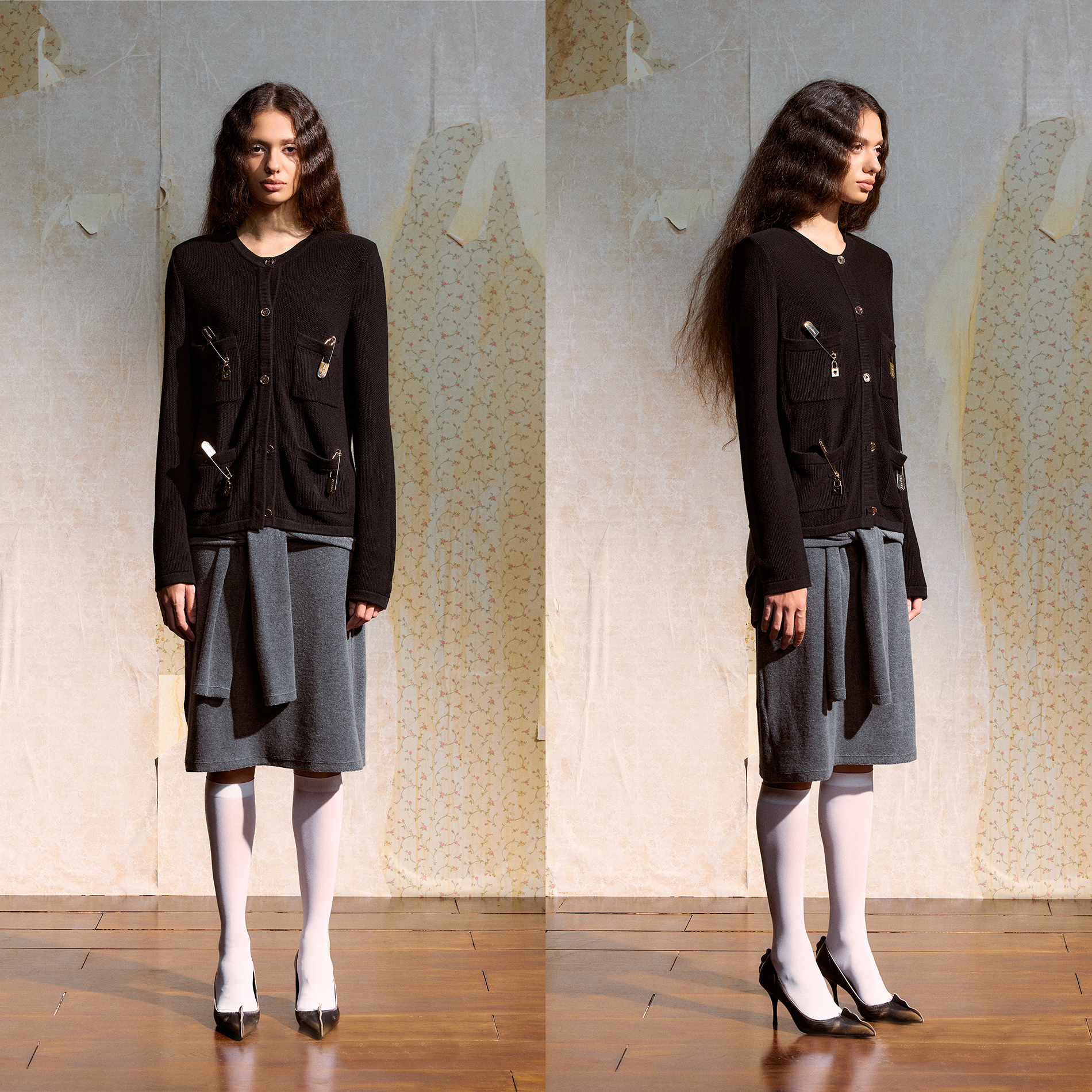 DUEECHEN解构绑袖针织半身裙