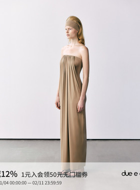 DUE E CHEN 25新款立体打褶抹胸无袖修身显瘦连衣裙女原创设计感