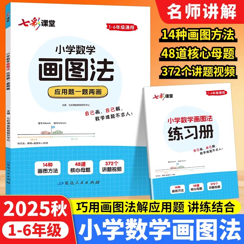 2025年新版小学数学画图法应用题一题两画核心母题变式训练一二三四五六年级数学应用题专项训练习题图解思维训练七彩课堂练习册