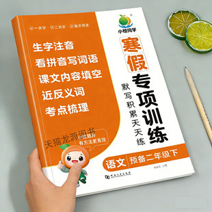 二年级语文寒假专项训练 2026小橙同学看拼音写词语课本内容填空同步课本寒假预习复习识字认字预备2年级下册同步练习题每日一练