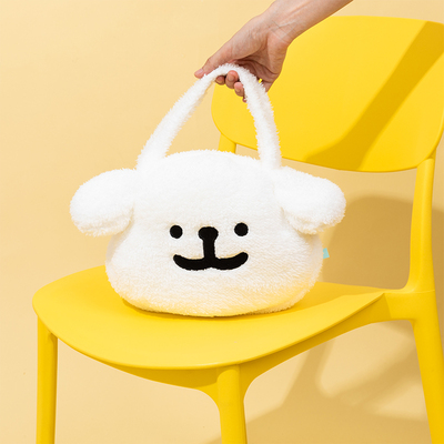 线条小狗Maltese原创大头毛绒包可爱大容量狗头学生斜挎包单肩包