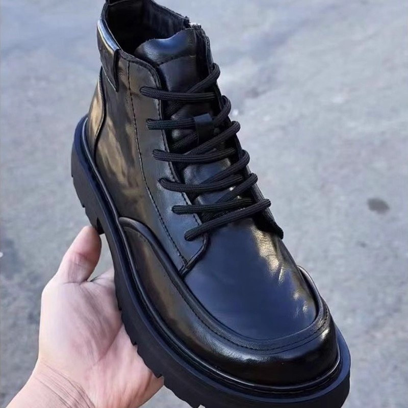 马丁靴男中帮秋冬加绒保暖