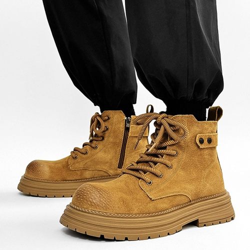 工装靴中帮厚底情侣大黄靴