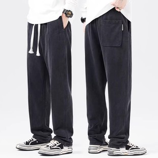 潮牌休闲长裤 宽松加绒运动裤 男士 垂感直筒阔腿卫裤 冬季 WLOFSD美式
