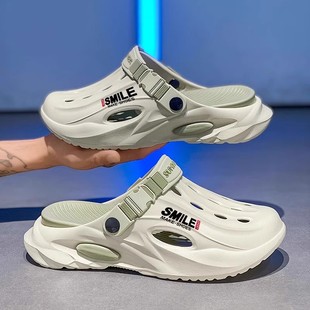 开车两用踩屎感包头拖鞋 潮牌洞洞鞋 外穿防滑沙滩运动凉鞋 男款 夏季