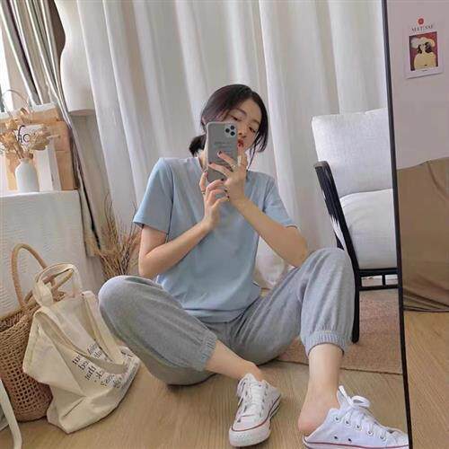 哺乳衣服夏季套装外出辣妈款上衣裤子休闲百搭喂奶衣夏装外穿时尚