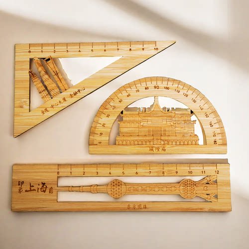 上海竹雕工艺尺套装旅游纪念品