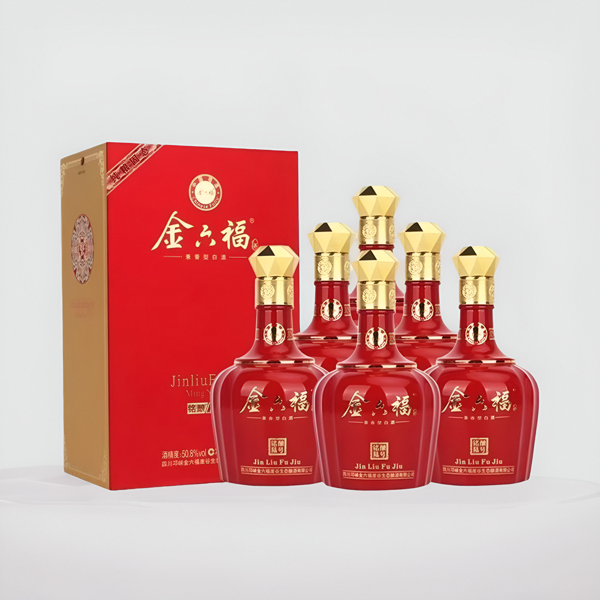 6瓶兼香型纯粮酿造白酒金六福